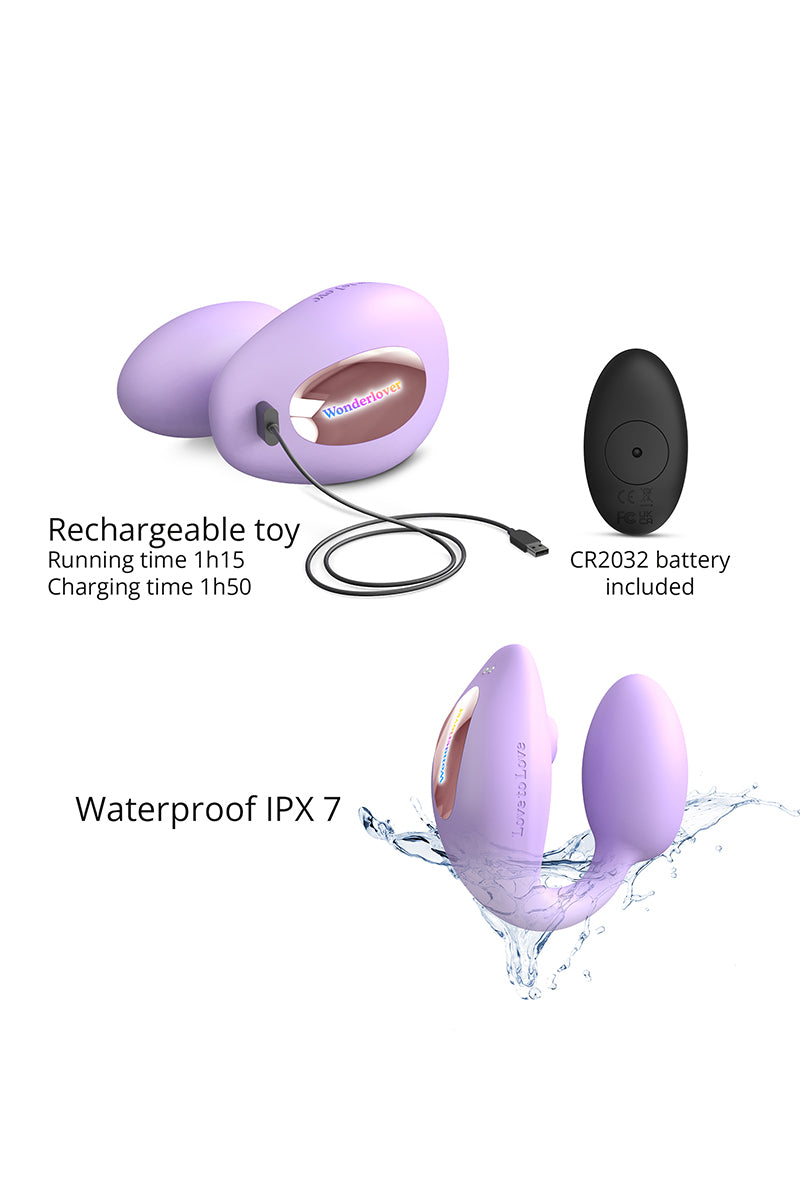 Double stimulateur Wonderlover mauve - Love to Love — vue 2