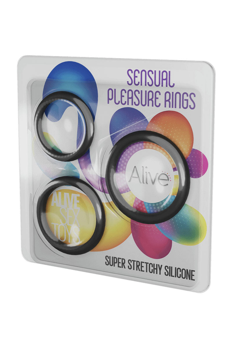 Kit 3 cockrings Sensual Pleasure Rings, Alive, vue 4