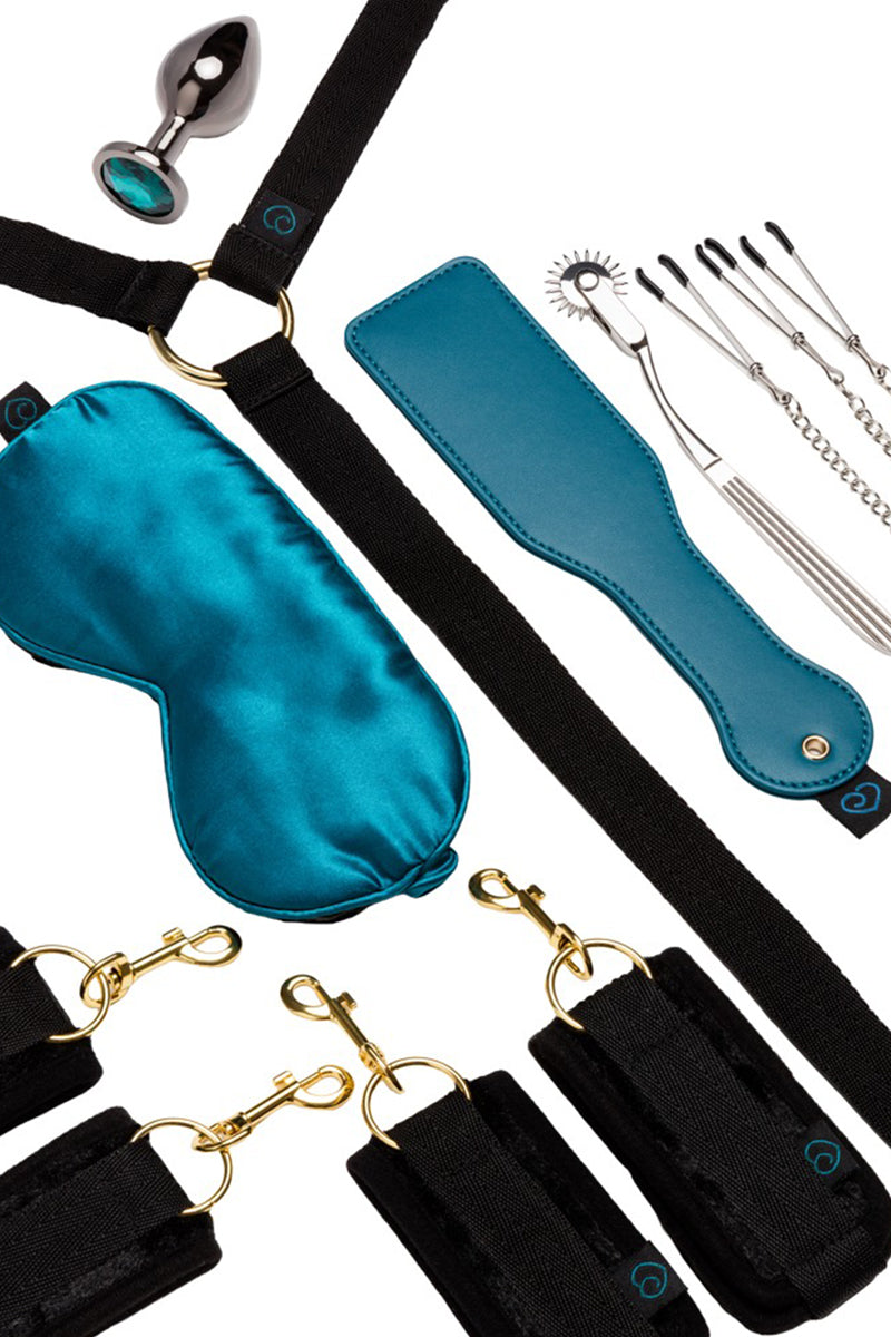 Calendrier de l'Avent Luxury – bondage : menottes, système d'attache, masque satin, tapette, roulette, pinces, plug bijou